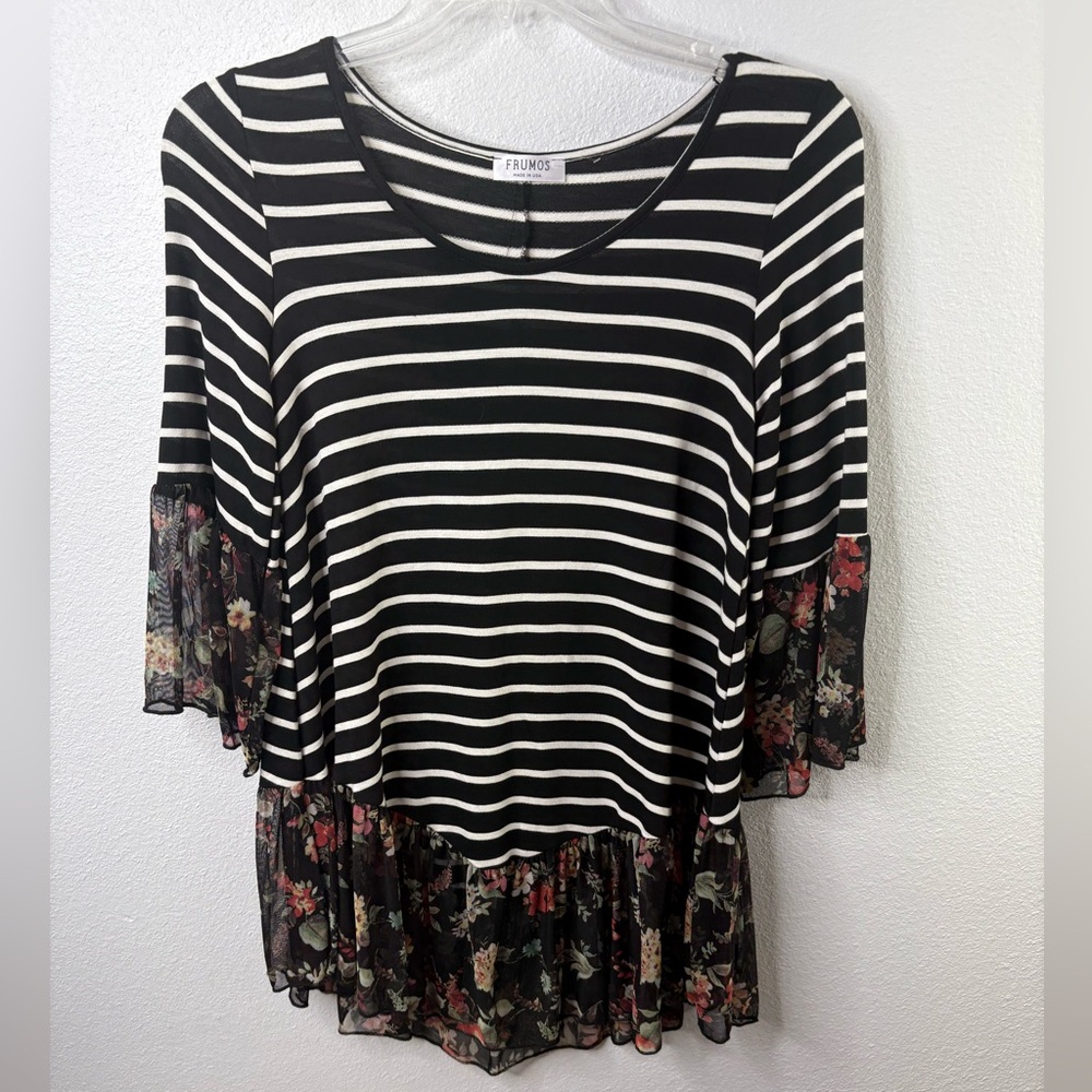 Frumos 3/4 Sleeve Blouse Size Small NWOT